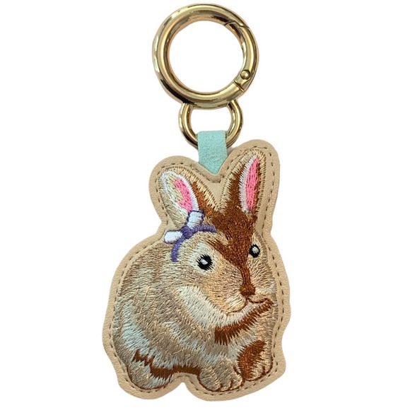 EVENCHAE Accessories - Evenchae Embroidered Bunny Rabbit Keychain, PU Leather, Gift Bag, 4.25"L